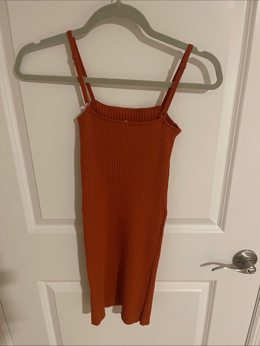 Double Zero Rust Ribbed Midi Spaghetti-Strap Dress - Picture 5 of 5